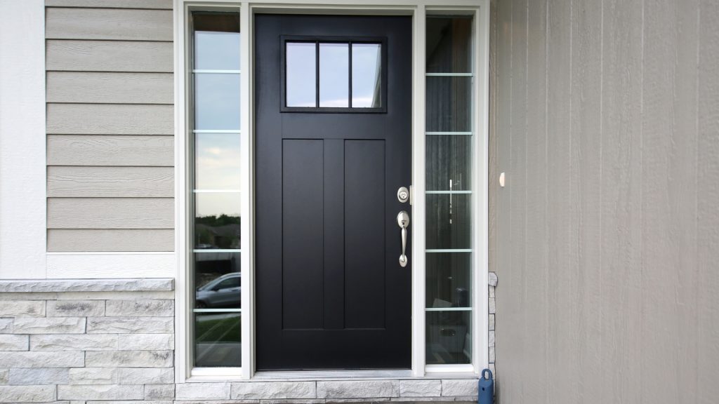A front door with handleset lock