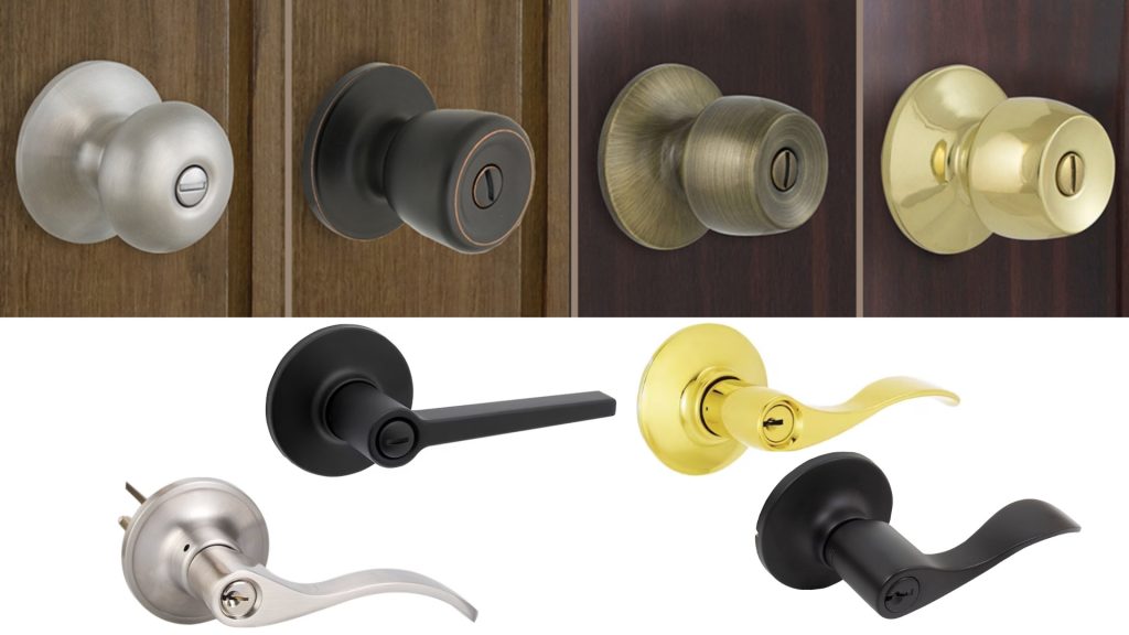 Lever handle locks and knob locks in different finishes